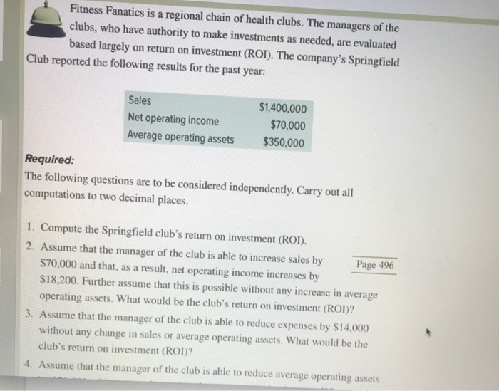 of martial arts products: Sales Net operating income Average operating assets Margin