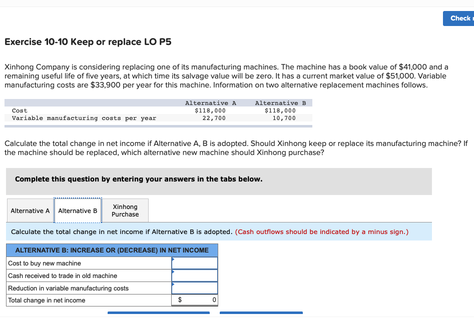 considering replacing one of its manufacturing machines. The machine has a book