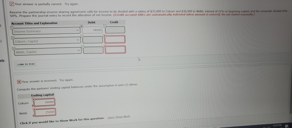  ---------------- different problem correct ? wrong Your answer is partially correct.