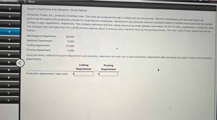 chp 19 ?4 Support Department Colt Allocation-Direct Method Christmas Timber, Inci, produces