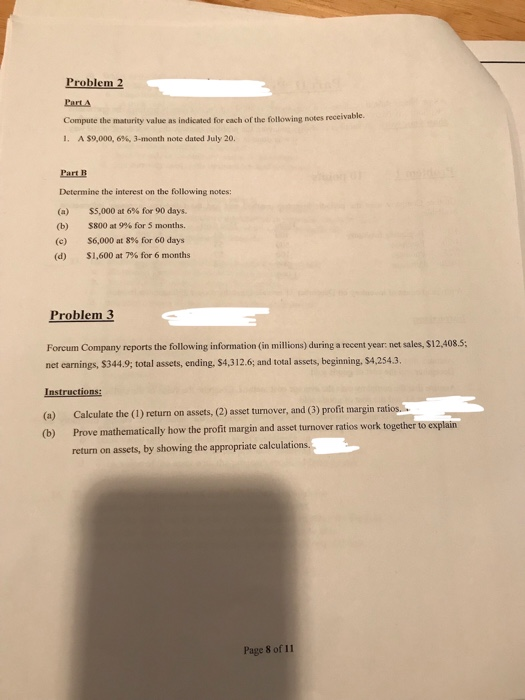  Problem 2 Part Compute the maturity value as indicated for each