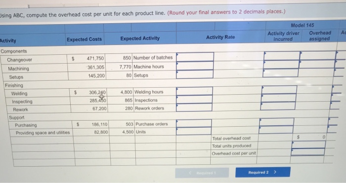 Number of batches 361,305 Machine hours 145,200 Number of setups 850 7,770