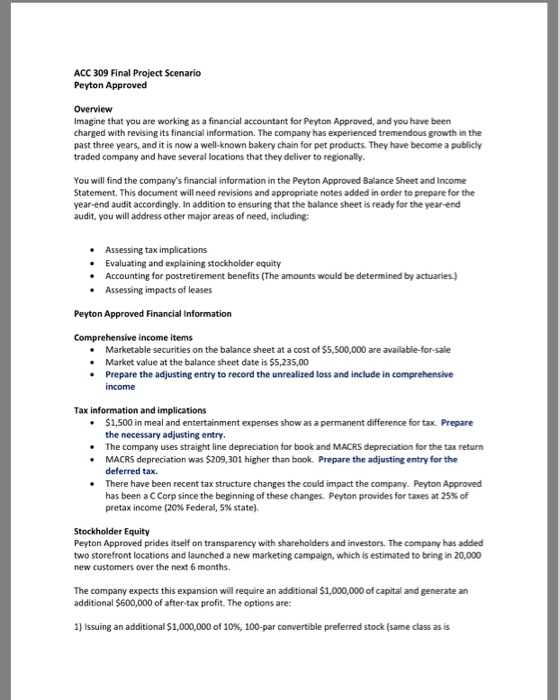  Hi. I need this solved before 12am please. Thanks ACC 309