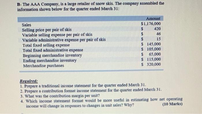 A- Nour Corporation has provided the following production and total cost data