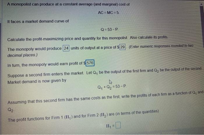  Need the answer after profit maximizing problem! Thank you!!! A monopolist
