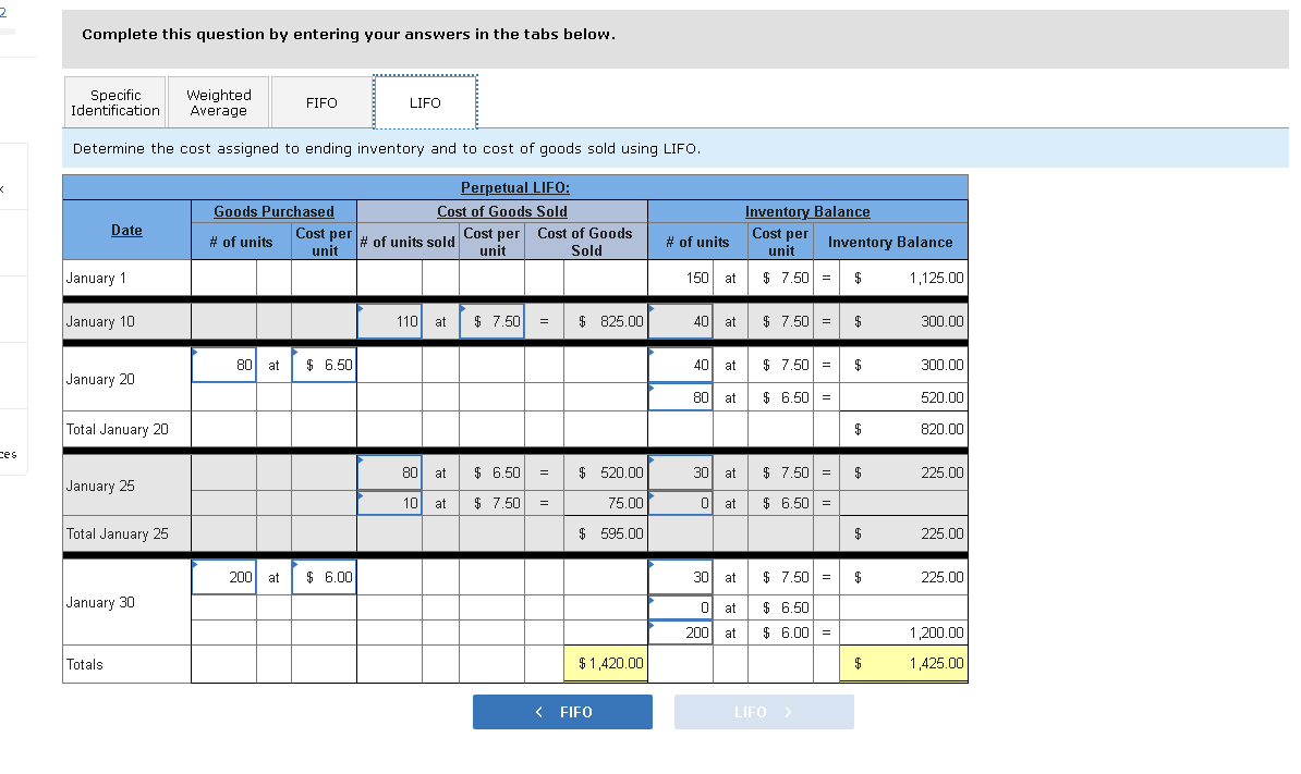 Complete this question by entering your answers in the tabs below. Determine