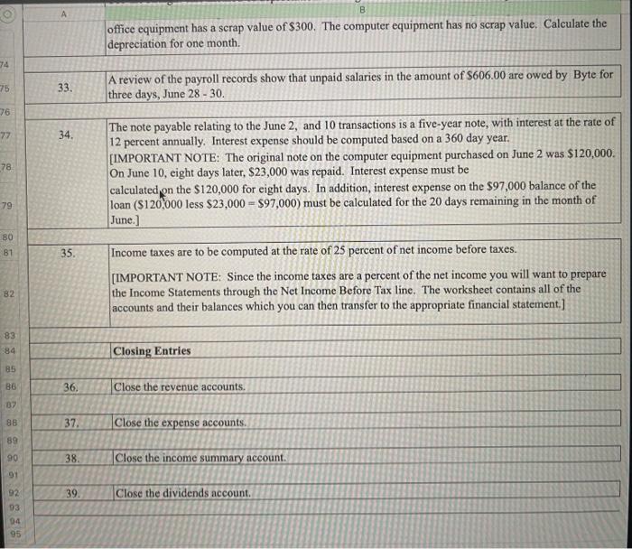 the depreciation for one month. 33. A review of the payroll records