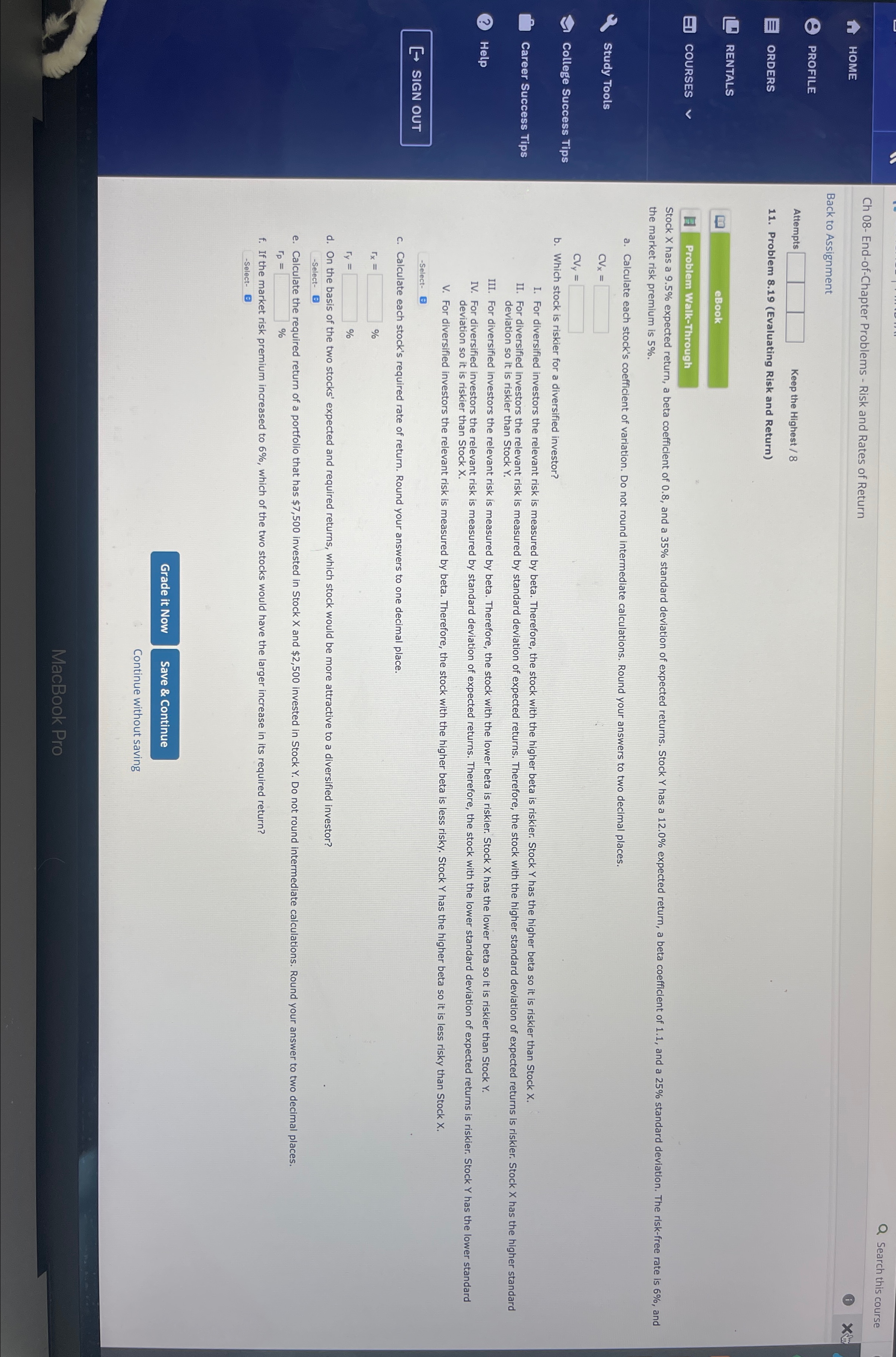  Ch 08- End-of-Chapter Problems - Risk and Rates of Return HOME