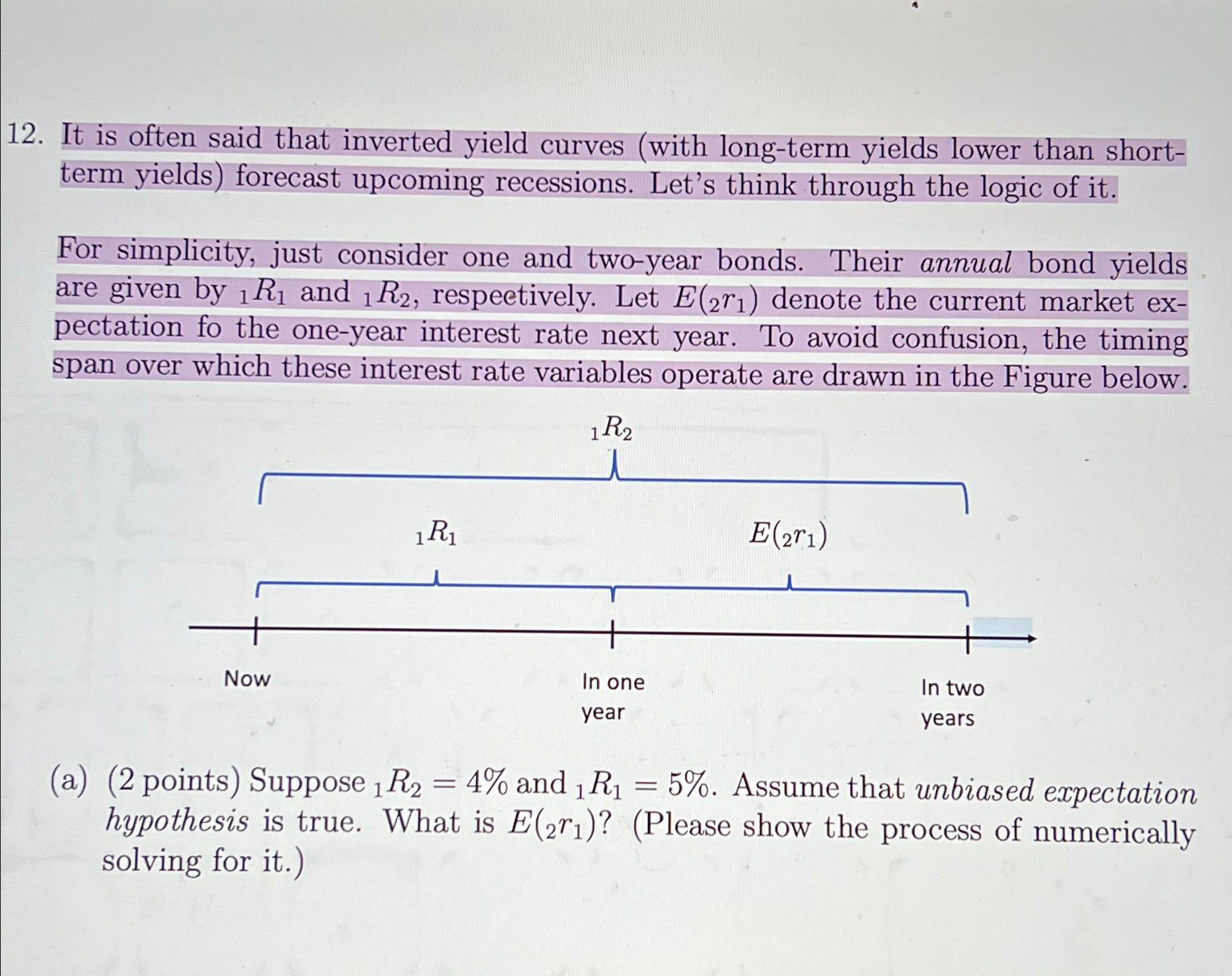  It is often said that inverted yield curves (with long-term yields