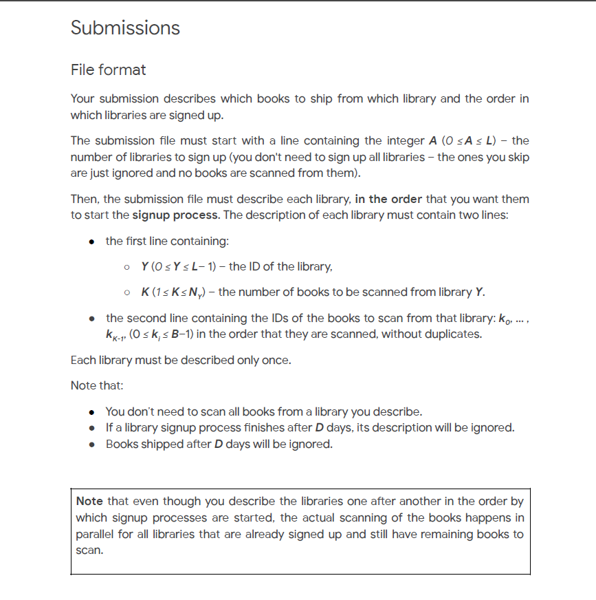 the following parameters: the set of books in the library, the time