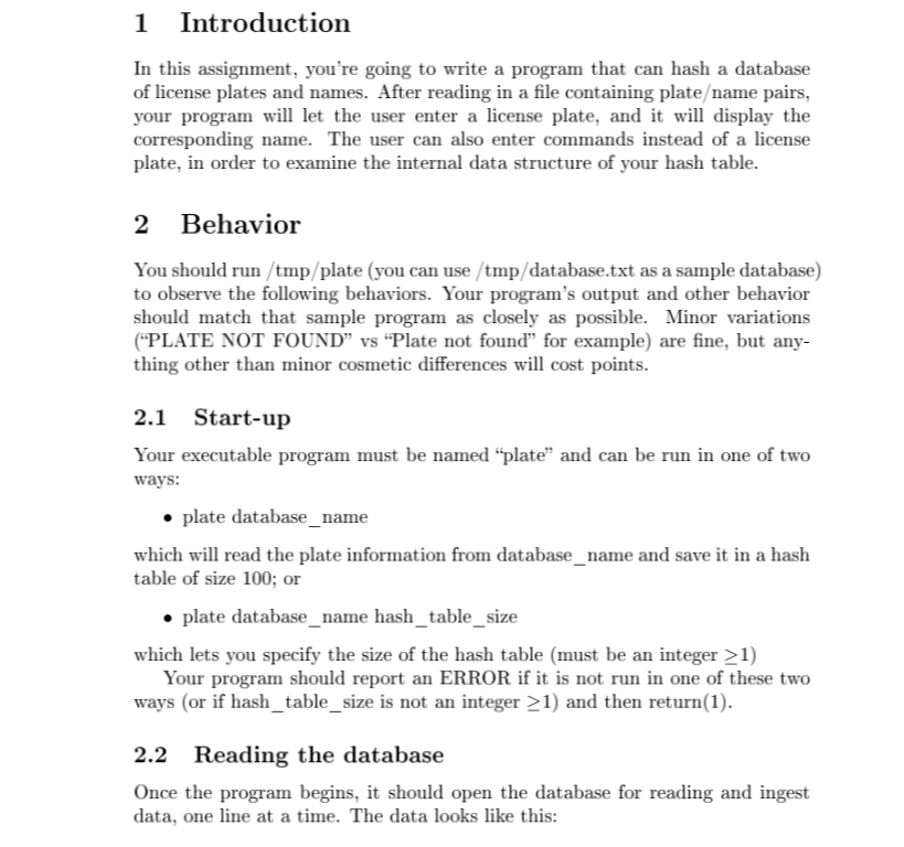 1 Introduction In this assignment, you're going to write a program