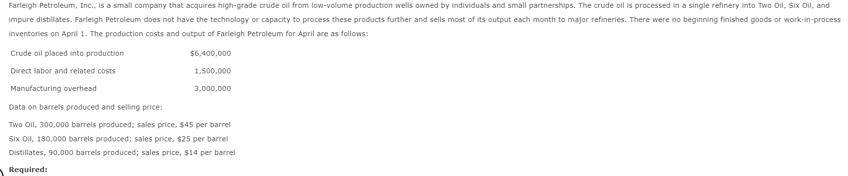  Required: Using the Relative Sales Value Method to solve the porblem.