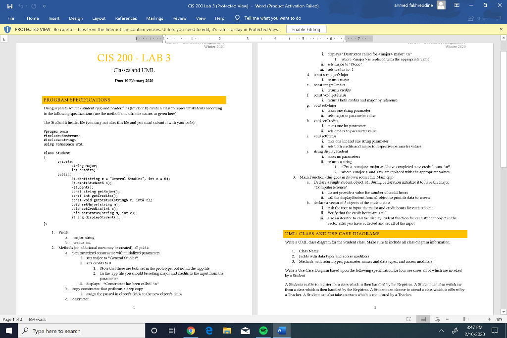 Write a UML class diagram for the Student class. Make sure