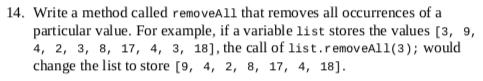 16, Text Exercises: #7. deleteBack #8. switchPairs #9. stutter #14. removeAll IMPORTANT: