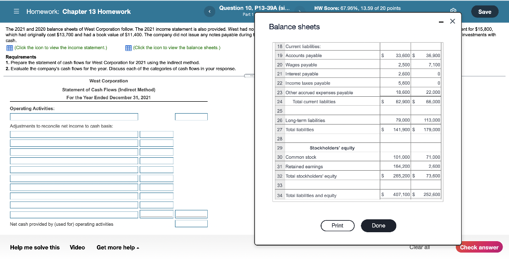 of 6 Save The 2021 and 2020 balance sheets of West Corporation