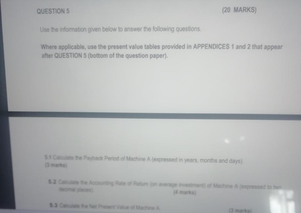  Use the information given below to answer the following questions. Where