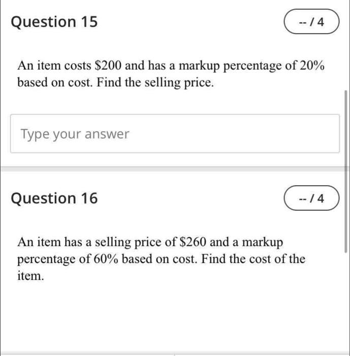 and has a markup percent of 40% based on the selling price.