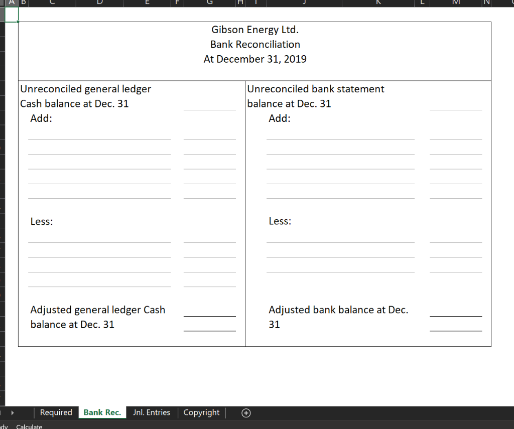 at 4 December 31, 2019: 5 6 Cash in Bank Acct. No.