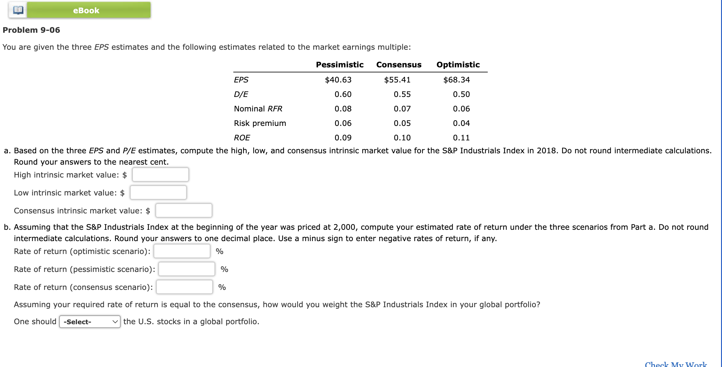  Problem 9-06 You are given the three EPS estimates and the