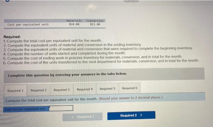 The following data are for the most recent month of operations in