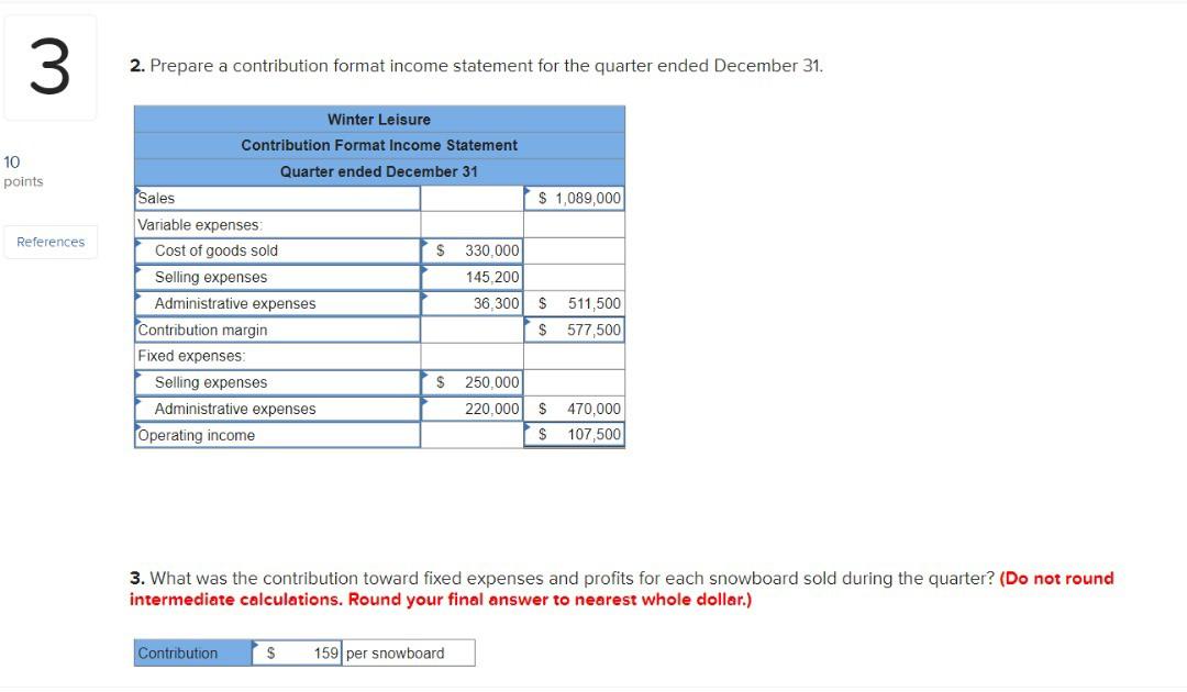 information below is for the quarter ended December 31: Required: 1. Prepare