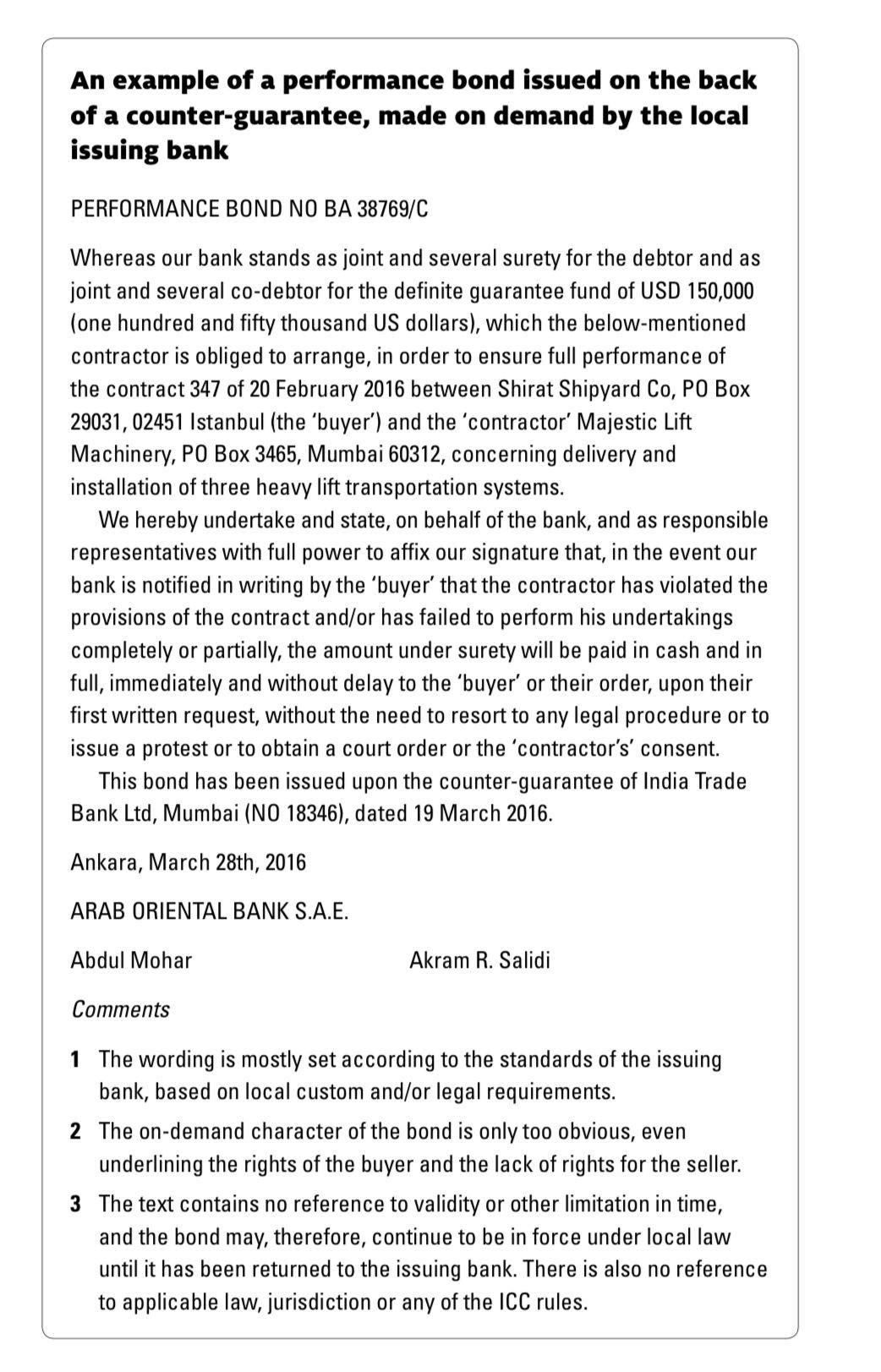  4) Refer to HITF Ch3 p96 performance bond example to answer