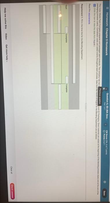  Save E Homework Chapter 5 Homework Question 6, E5-26A DOO W