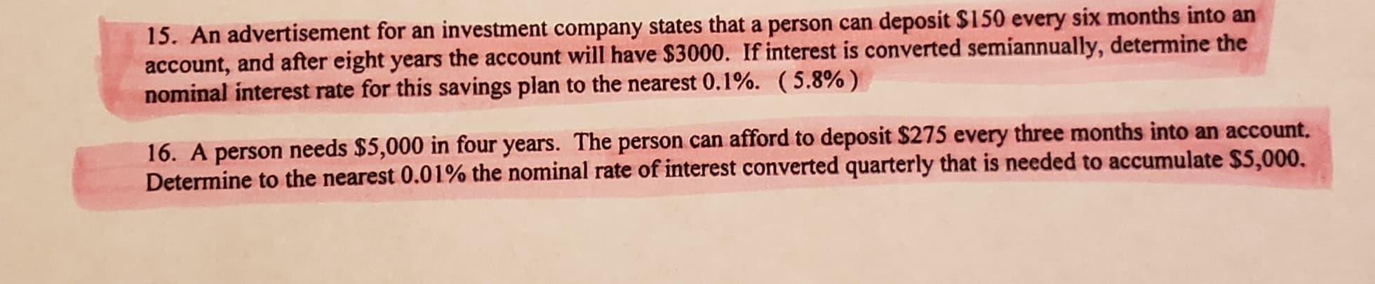  #15 the answer 5.8% is provided for us. I need step