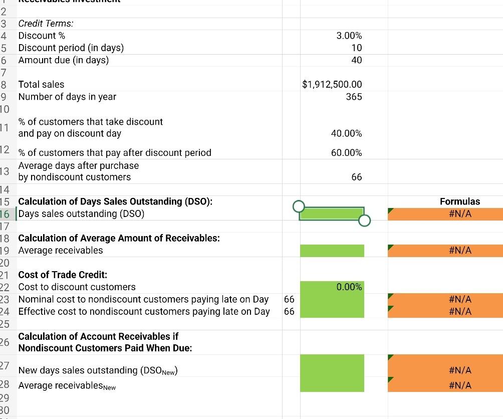  Answer all questions I need help! Credit Terms: Discount \% Discount
