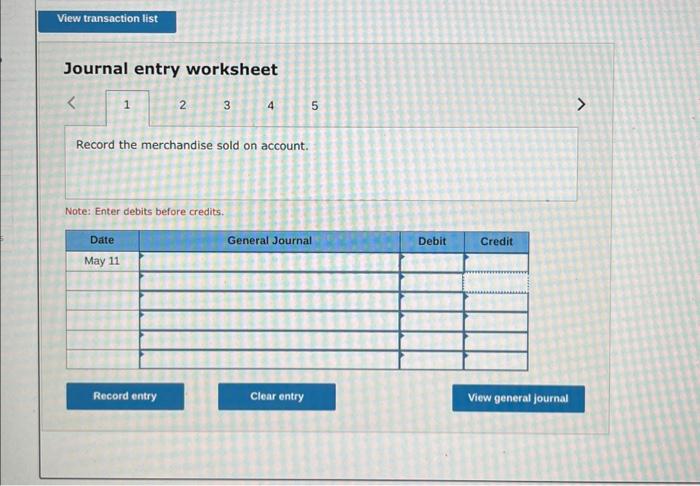 Note: Enter debits before credits. Journal entry worksheet (1) 23 Record the