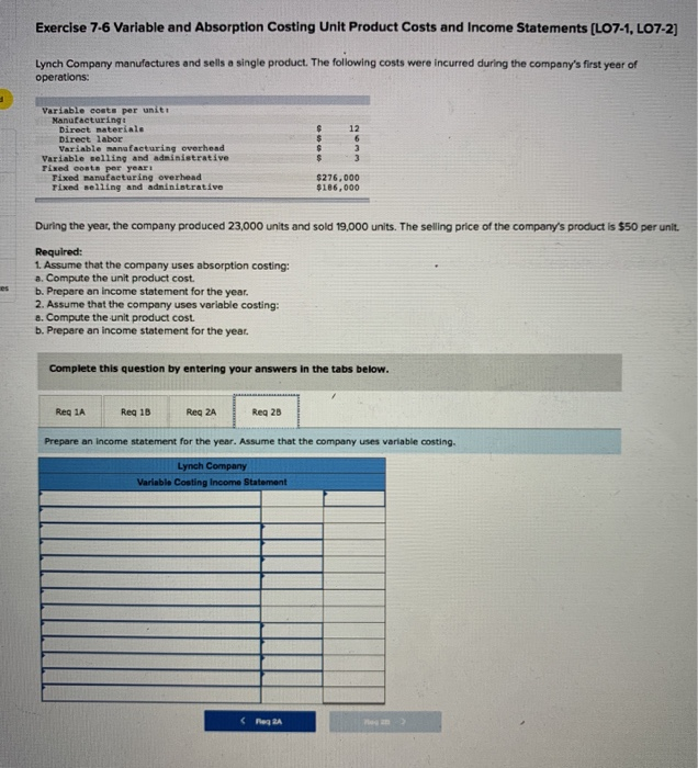 first year of operations: Variable costa per uniti Manufacturing: Direct materials Direct