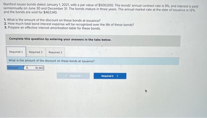  Stanford issues bonds dated January 1, 2021, with a par value