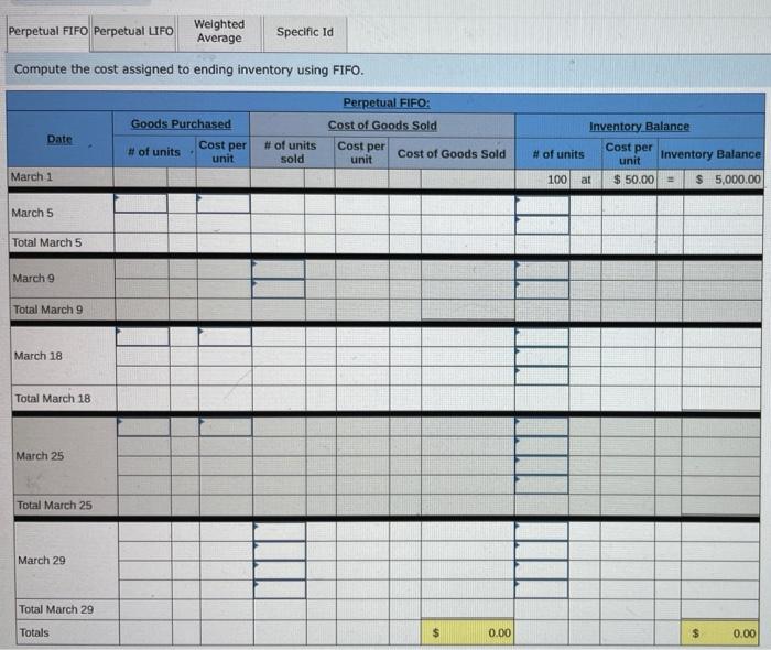  Compute the cost assigned to ending inventory using (a) FIFO, (b)