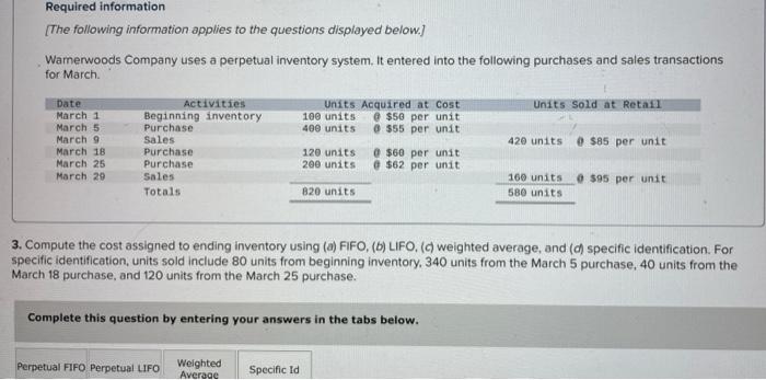 from the March 25 purchase. Compute the cost assigned to endina inventory