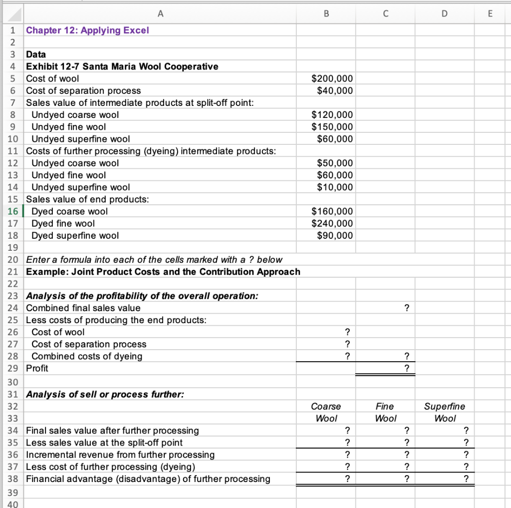Chapter 12: Applying Excel: Excel Worksheet (Part 1 of 2) Download the
