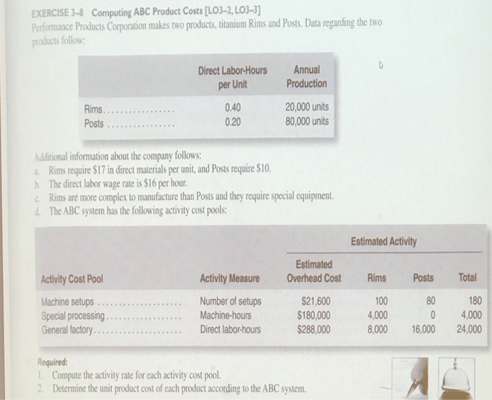  EXERCISE 3-8 Computing ABC Product Costs [L03-2, LOHI Performance Products Corporation