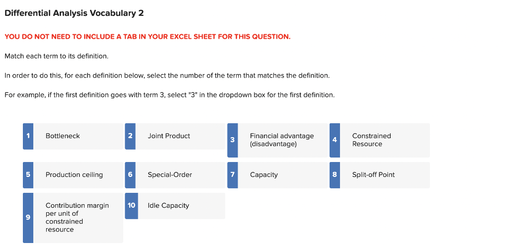 Differential Analysis Vocabulary 2 YOU DO NOT NEED TO INCLUDE A