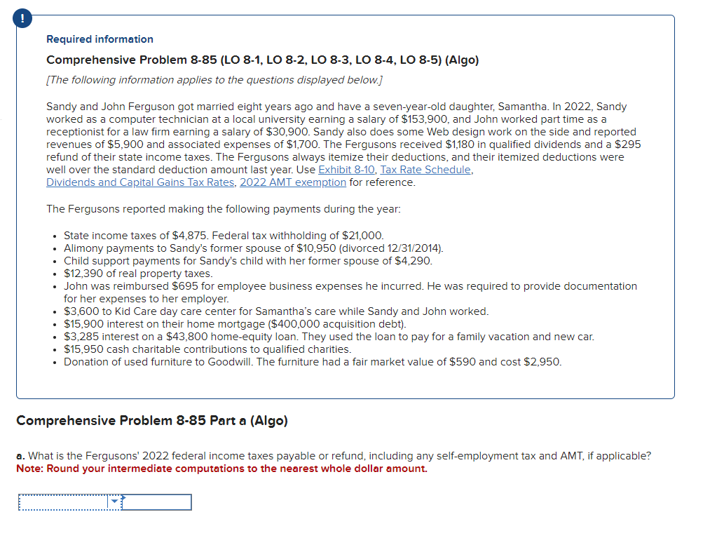  i dont even know where to start Required information Comprehensive Problem