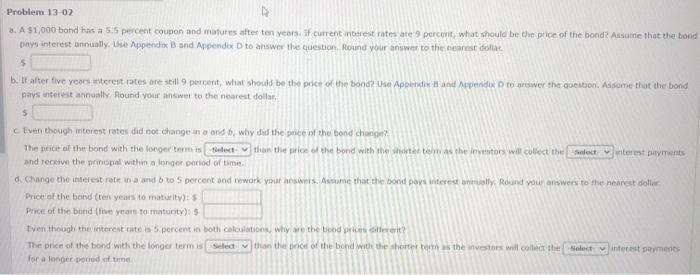 Use Appendix D & B for both questions Appendix D: appendix