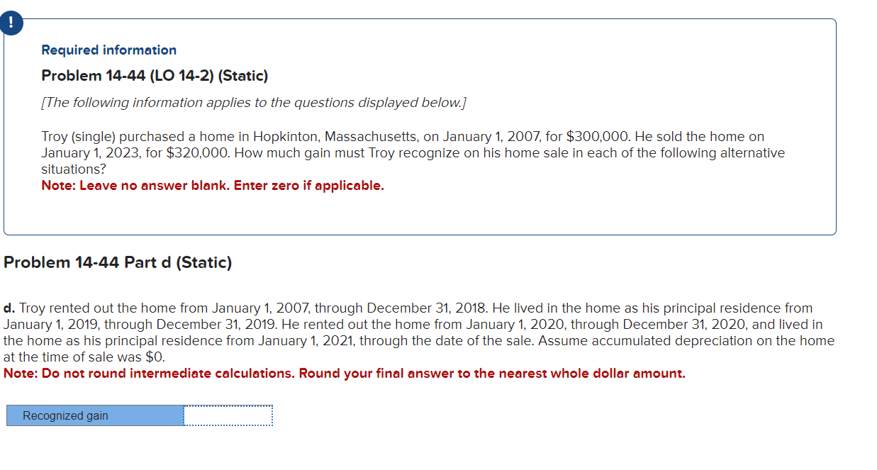  Required information Problem 14-44 (LO 14-2) (Static) [The following information applies