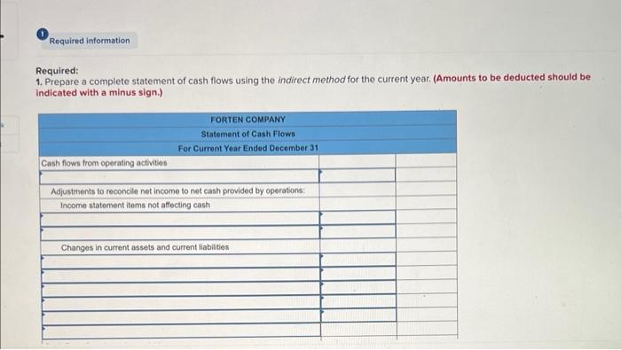 year income statement, comparative balance sheets, and additional information follow. For the