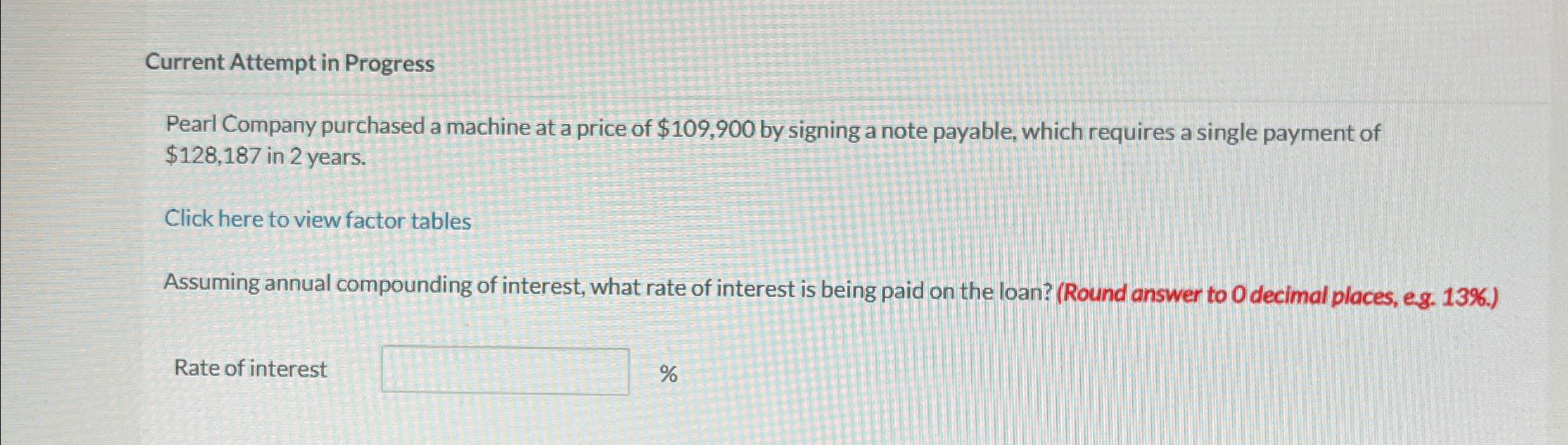  Current Attempt in Progress Pearl Company purchased a machine at a