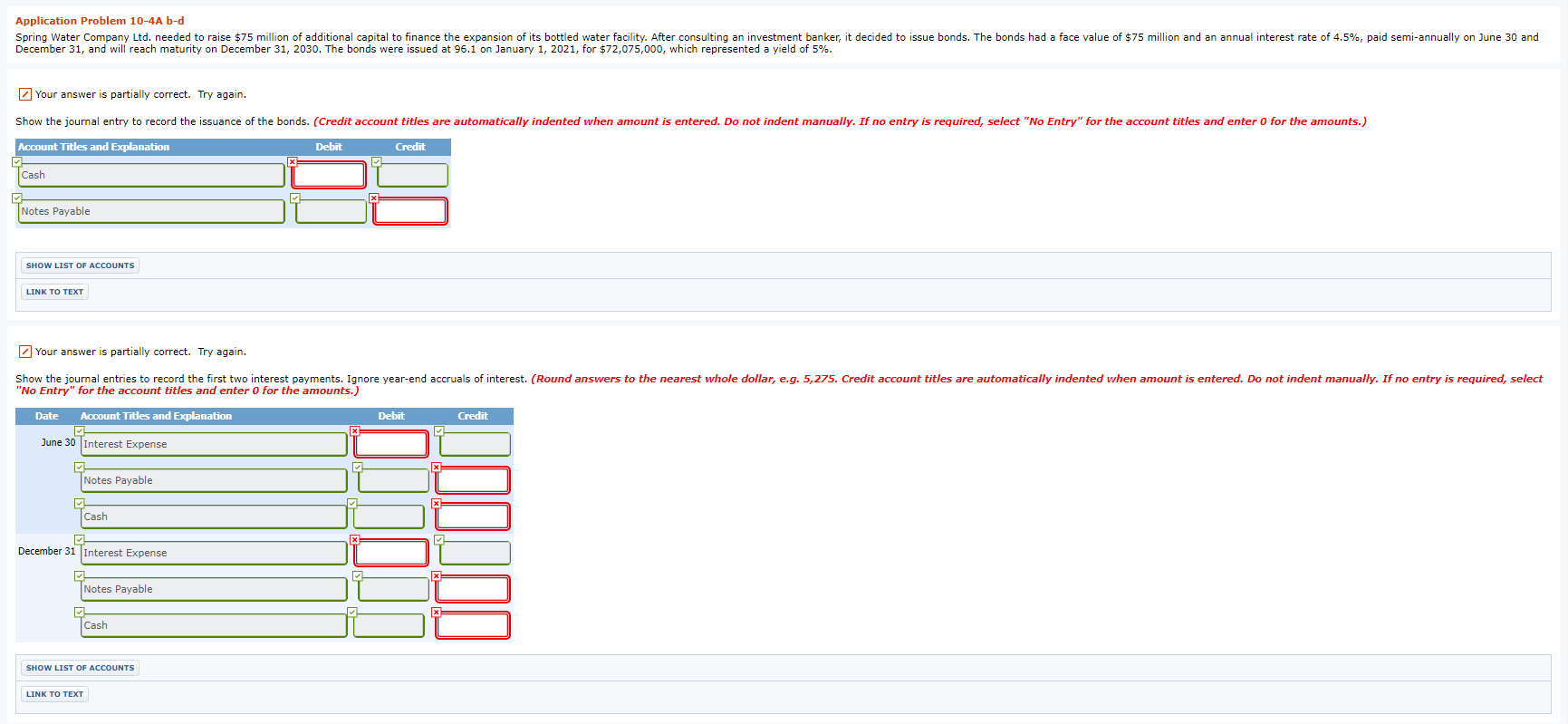  Application Problem 10-4A b-d Spring Water Company Ltd. needed to raise