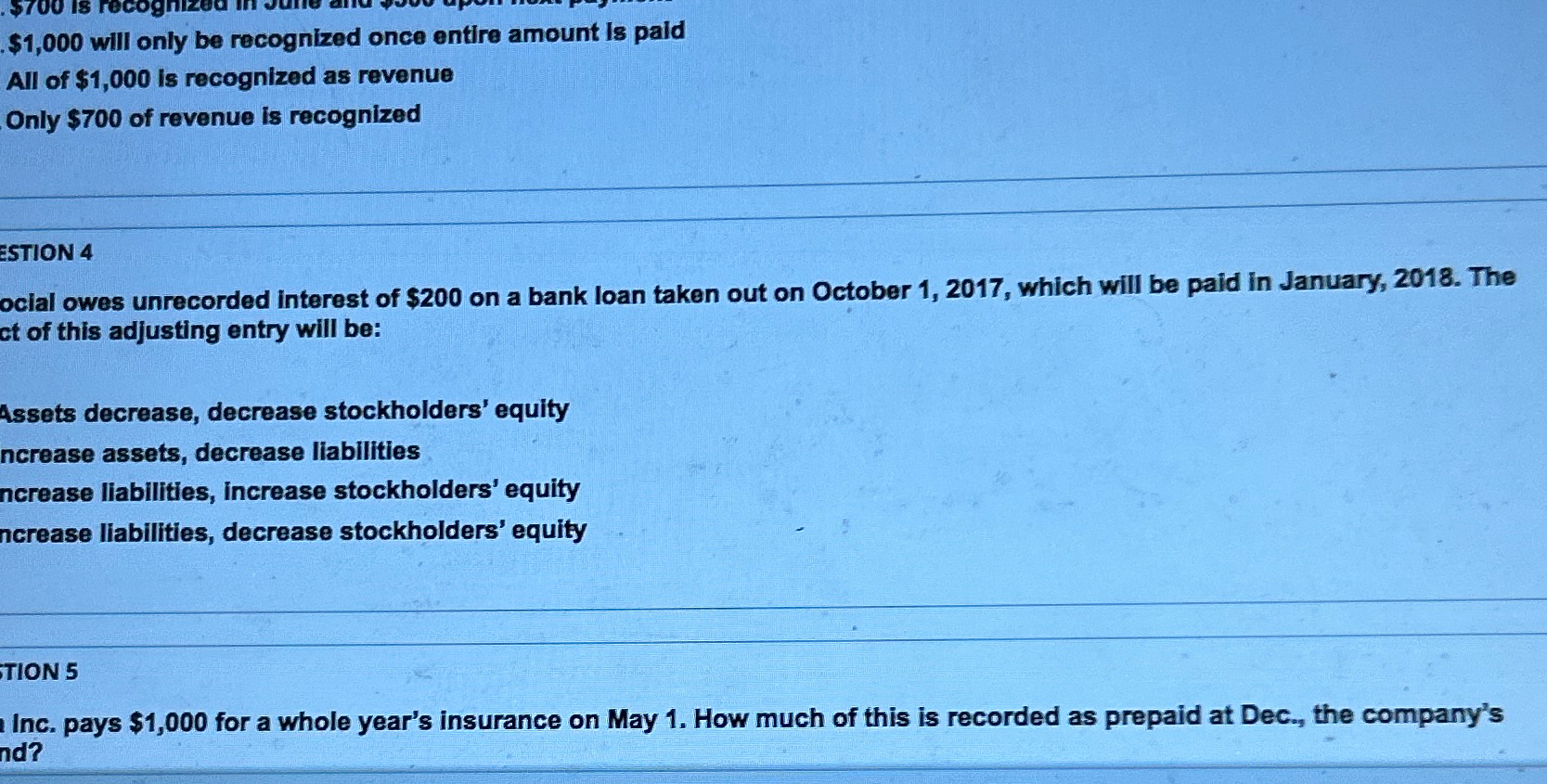  $1,000 will only be recognized once entire amount is paid All