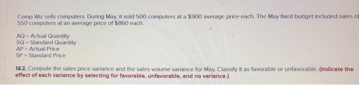 Comp Wiz sells computers. During May, it sold 500 computers at