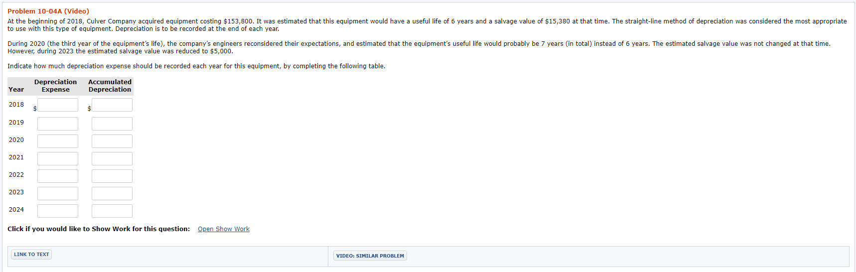 Please try to keep the same format! Problem 10-04A (Video) At the