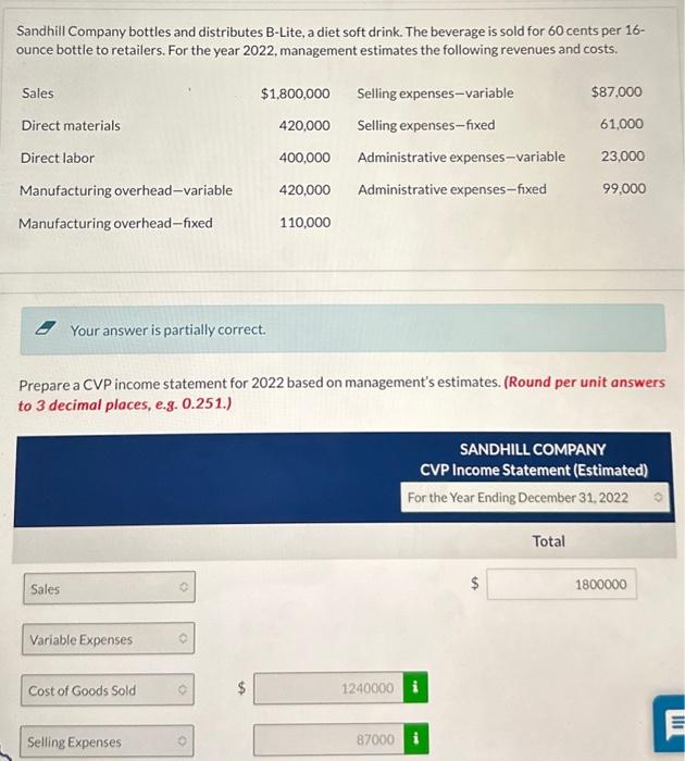  Calculate variable cost per bottle. (Round variable cost per bottle to