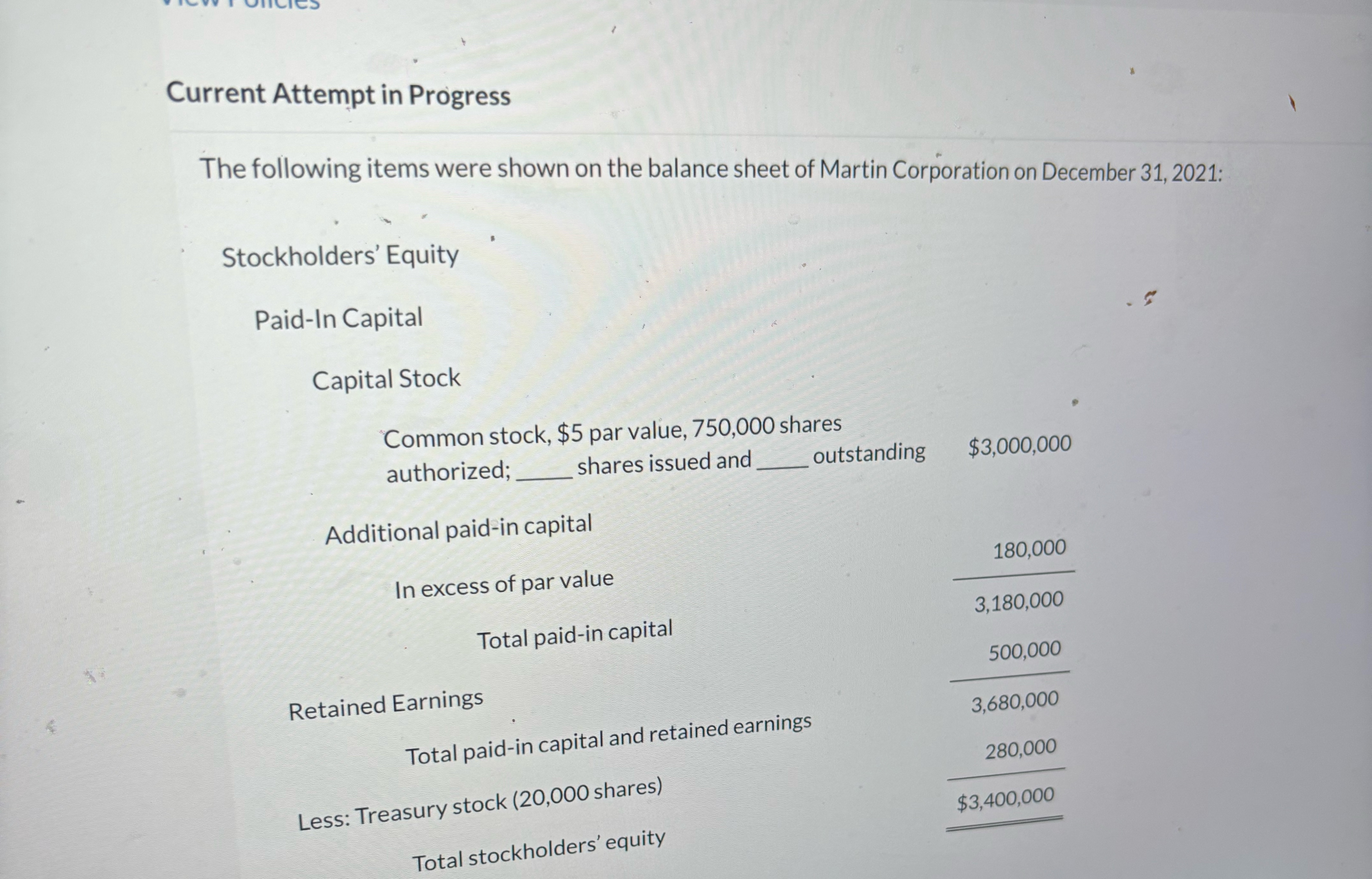  Current Attempt in Progress The following items were shown on the