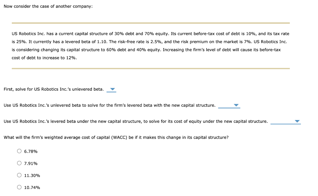 new capital structure: a) 1.67 b) 1.94 c) 1.76 d) 1.58 solve