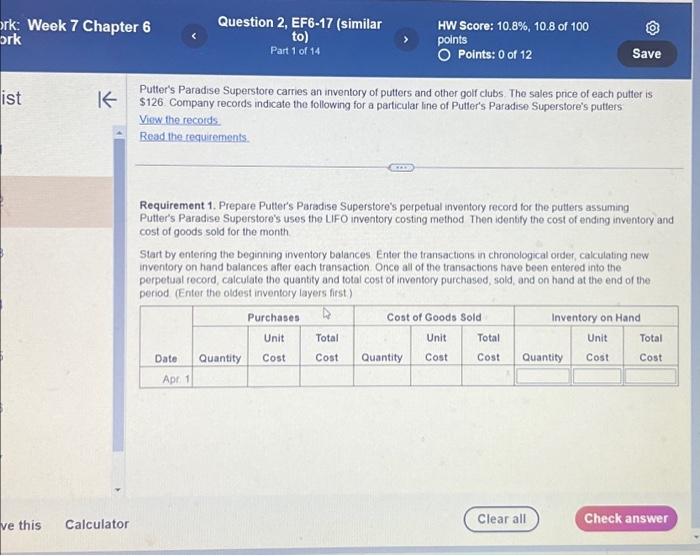  ork: Week 7 Chapter 6 ork ist ve this K Calculator